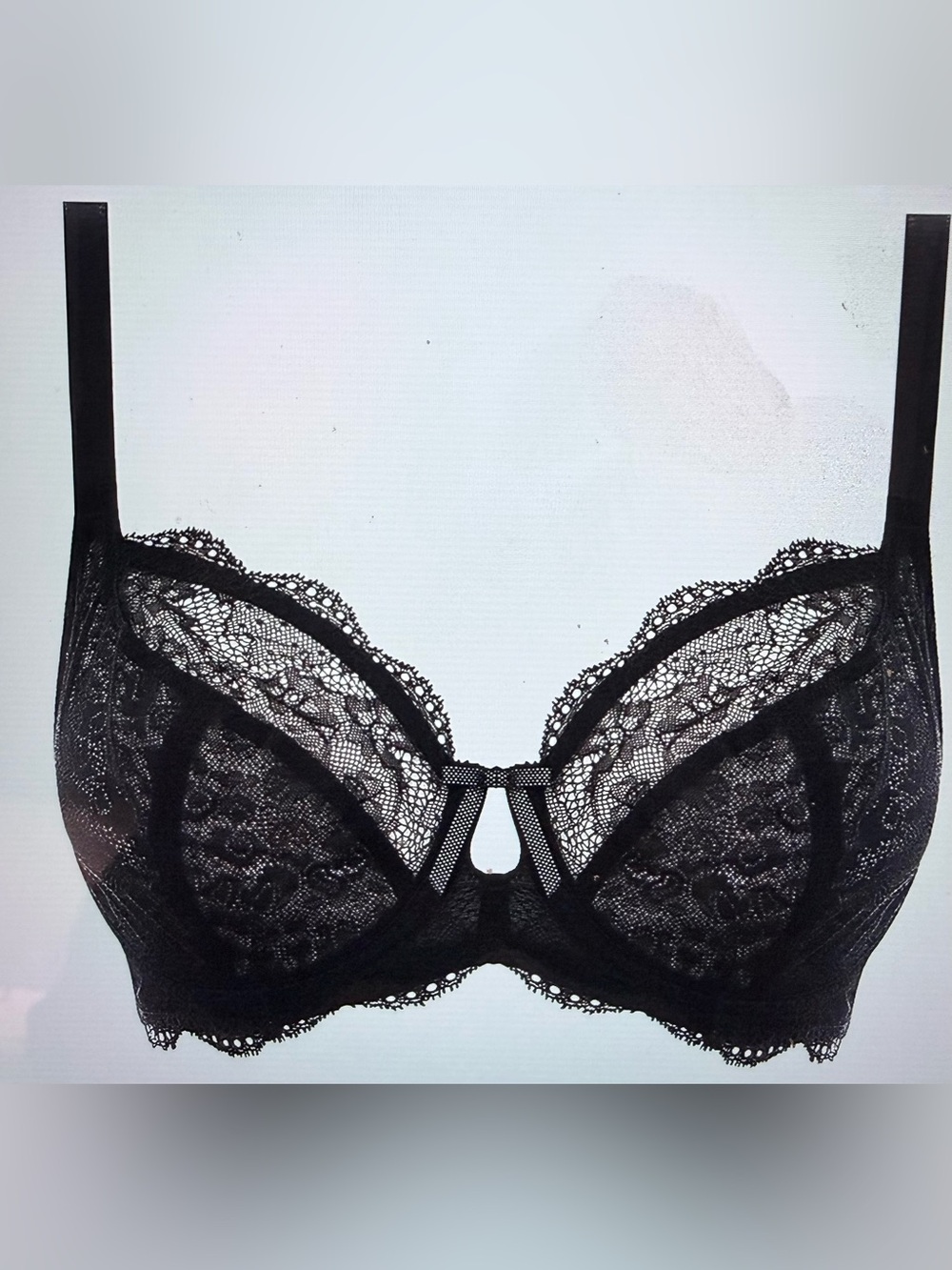 Freya Black Lace Underwire Bra with Keyhole Detail Size 34G